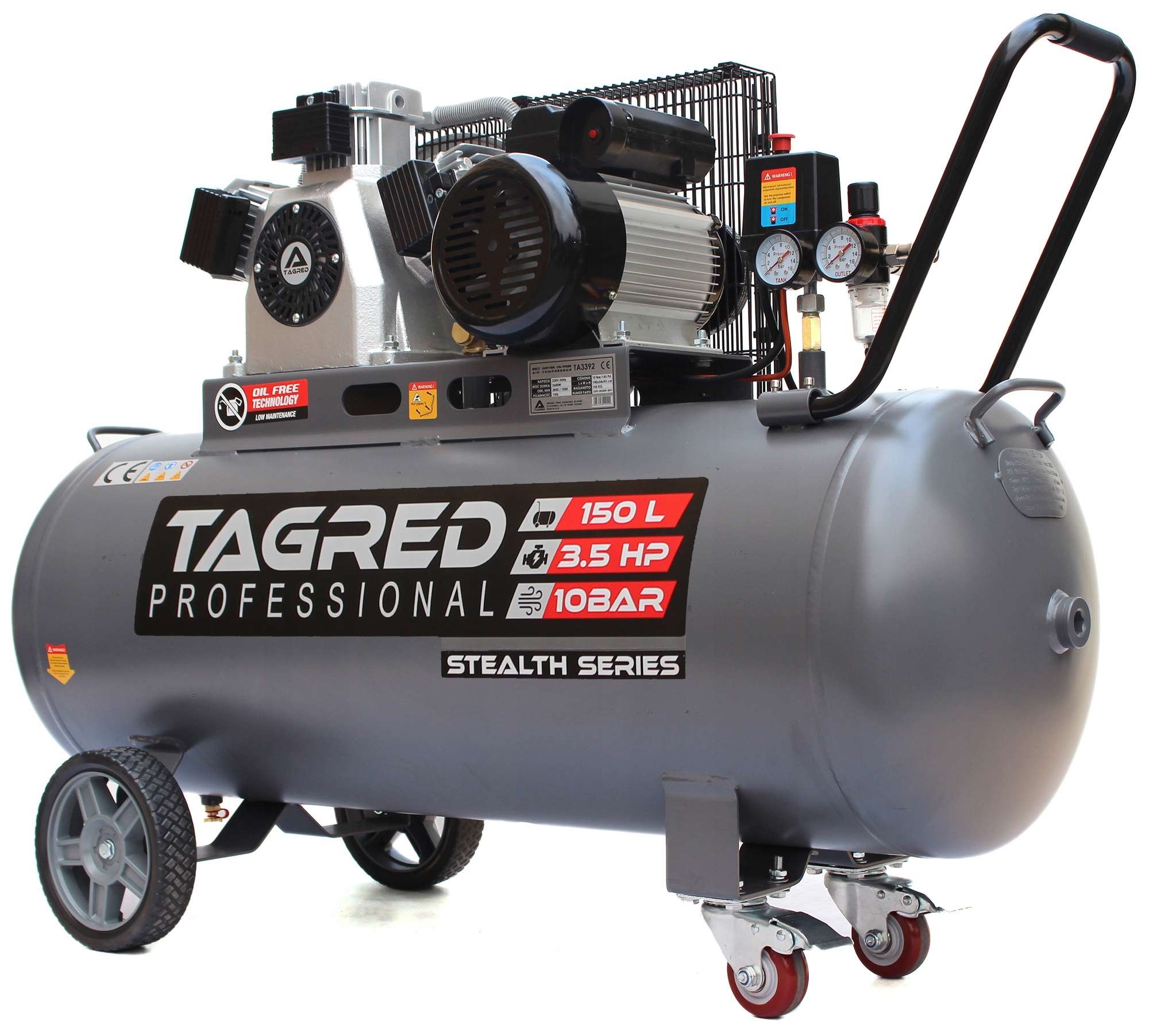 Kompresor bezolejowy Tagred TA3392 150 l 10 bar